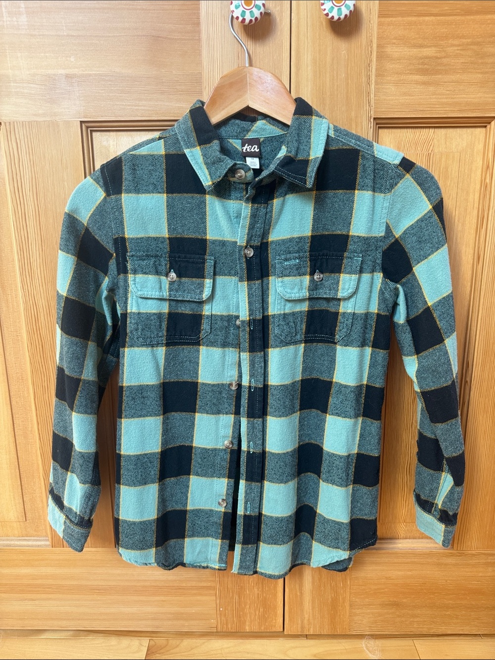 Tea Collection Black and Teal Plaid Button-Down Shirt